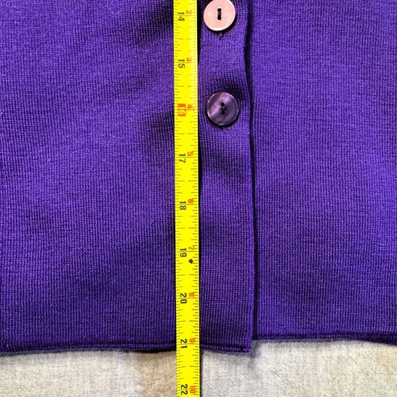 Italian Merino Wool Cardigan Sweater Womens Large Purple Buttons Sara Meghnagi - Picture 10 of 13